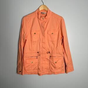 L.L. Bean Utility Field Jacket Womens Medium Peach‎ Stretch Cotton Cargo 286365